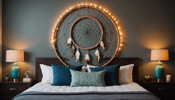 Grand attrape rêve tête de lit : l'élégance au-dessus du lit